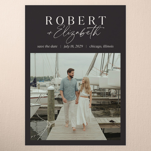 Novel Keepsake Save The Date, Black, 5x7 Flat, Matte, Signature Smooth Cardstock, Square, Black