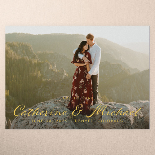 Modern Romance Save The Date, Yellow, 5x7 Flat, 100% Recycled Cardstock , Square, Pineapple