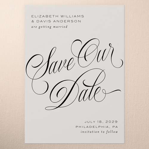 Elegantly Invited Save The Date, Beige, 5x7 Flat, Luxe Double-Thick Cardstock, Square, Nude