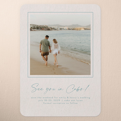 Simple Invitation Save The Date, Blue, 5x7 Flat, Matte, Signature Smooth Cardstock, Rounded, Atmospheric