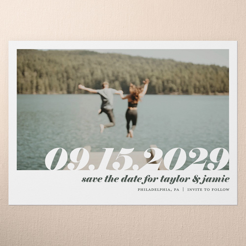 Simple Silhouettes Save The Date, White, 5x7 Flat, 100% Recycled Cardstock , Square, White