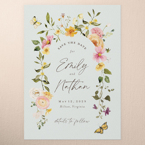 Floral Embrace Save The Date, Green, 5x7 Flat, Matte, Signature Smooth Cardstock, Square, Mint