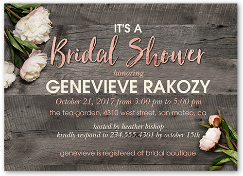 Flowering Perfection Bridal Shower Invitation, Grey, Luxe Double-Thick Cardstock, Square