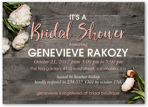 Flowering Perfection Bridal Shower Invitation, Grey, Pearl Shimmer Cardstock, Square