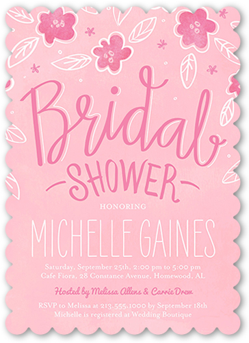 Sweet Blooming Bride Bridal Shower Invitation, Pink, Matte, Signature Smooth Cardstock, Scallop