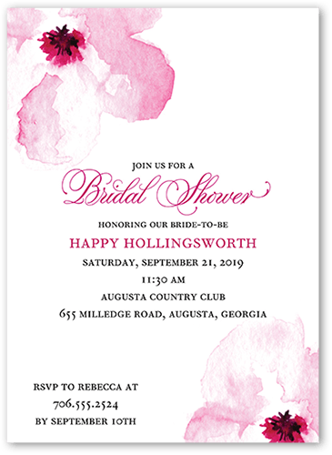 Floral Gallery Bridal Shower Invitation, Pink, 5x7 Flat, Matte, Signature Smooth Cardstock, Square