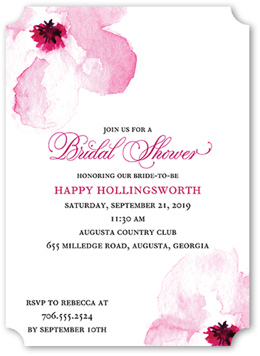 Floral Gallery Bridal Shower Invitation, Pink, 5x7, Pearl Shimmer Cardstock, Ticket