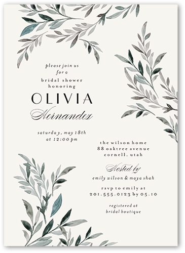 Bouquet Corners Bridal Shower Invitation, White, 5x7 Flat, Luxe Double-Thick Cardstock, Square, White