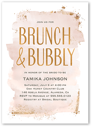 Paint Stroke Brunch Bridal Shower Invitation, Pink, 5x7 Flat, Matte, Signature Smooth Cardstock, Square