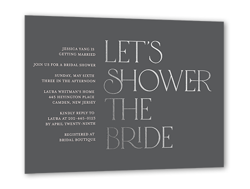 For The Bride Bridal Shower Invitation, Square Corners