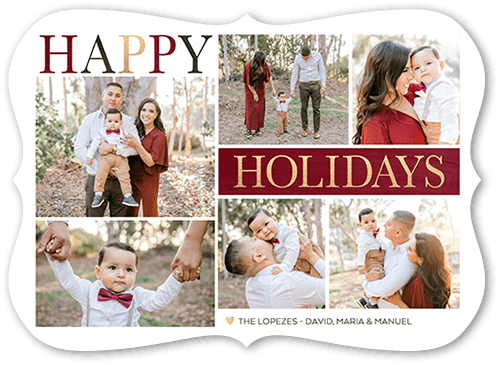 Elegant Gallery Holiday Card, Red, 5x7 Flat, Holiday, Matte, Signature Smooth Cardstock, Bracket, White