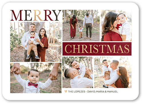Elegant Gallery Holiday Card, Red, 5x7 Flat, Christmas, Matte, Signature Smooth Cardstock, Rounded