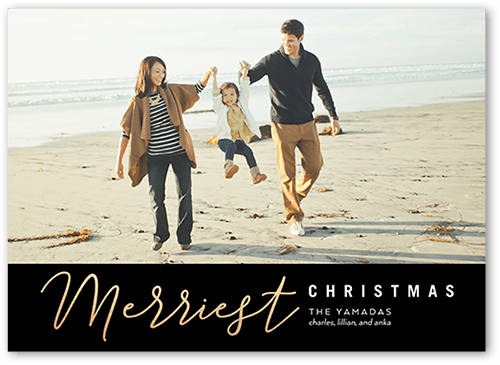 Classic Banner Holiday Card, Black, 5x7 Flat, Christmas, 100% Recycled Cardstock , Square