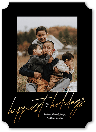 Happiest Feeling Holiday Card, Black, 5x7 Flat, Holiday, Pearl Shimmer Cardstock, Ticket