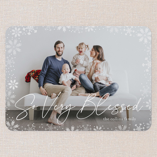 Gently Frosted Frame Holiday Card, White, 5x7 Flat, Religious, Matte, Signature Smooth Cardstock, Rounded