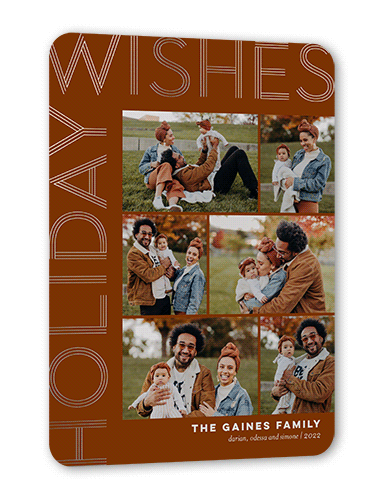 Welcoming Wishes Holiday Card, Silver Foil, Orange, 5x7, Holiday, Pearl Shimmer Cardstock, Rounded