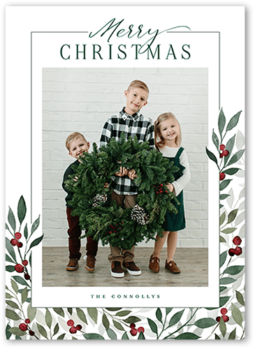 Beaming Berries Holiday Card, White, none, 5x7 Flat, Christmas, Standard Smooth Cardstock, Square, White