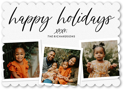 Lustrous Linen Holiday Card, none, White, 5x7, Holiday, Matte, Signature Smooth Cardstock, Scallop