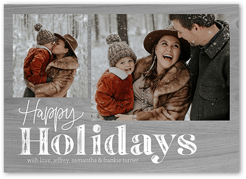 Holly Type Holiday Card, Grey, 5x7 Flat, Holiday, 100% Recycled Cardstock , Square