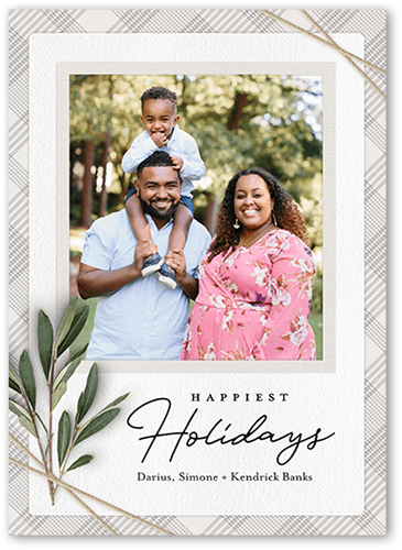 Twined Stems Holiday Card, Gray, none, 5x7 Flat, Holiday, Pearl Shimmer Cardstock, Square, Gray