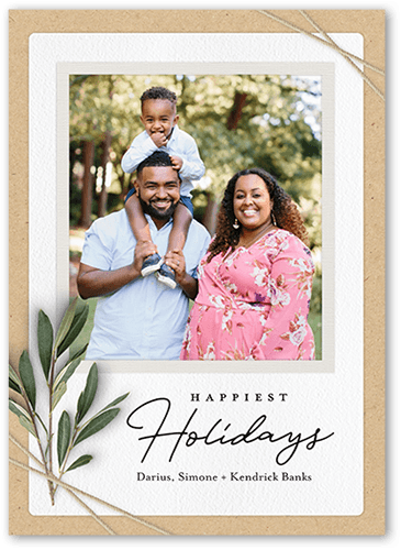 Twined Stems Holiday Card, Beige, none, 5x7 Flat, Holiday, Luxe Double-Thick Cardstock, Square