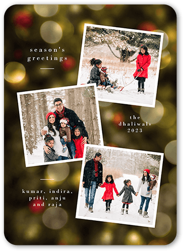 Staggered Frames Holiday Card, Rounded Corners