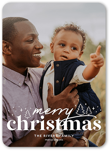 Simple Seasonal Icons Holiday Card, White, 5x7 Flat, Christmas, Matte, Signature Smooth Cardstock, Rounded