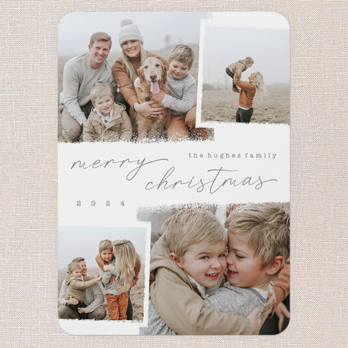 Snowy Scrapbook Holiday Card, White, 5x7 Flat, Christmas, Matte, Signature Smooth Cardstock, Rounded