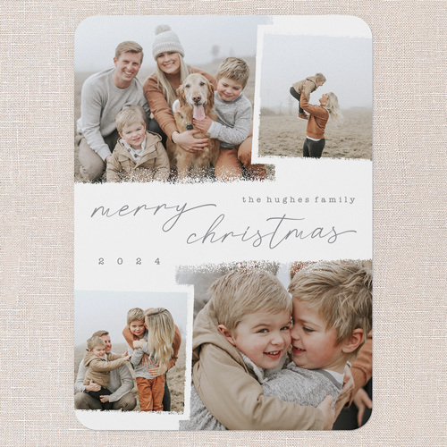 Snowy Scrapbook Holiday Card, White, 5x7 Flat, Christmas, Standard Smooth Cardstock, Rounded