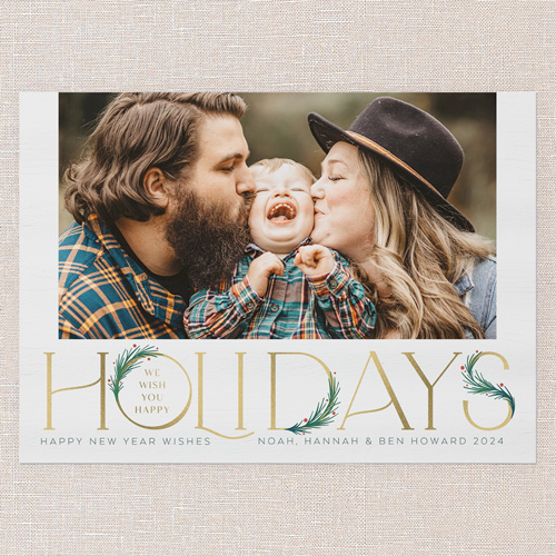 Art Deco Evergreen Holiday Card, White, 5x7 Flat, Holiday, Matte, Signature Smooth Cardstock, Square