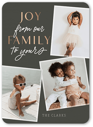 Merry Family Holiday Card, Grey, 5x7 Flat, Holiday, Matte, Signature Smooth Cardstock, Rounded