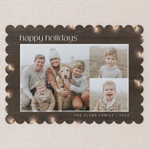 Xmas Lights Holiday Card, Brown, 5x7 Flat, Holiday, Matte, Signature Smooth Cardstock, Scallop