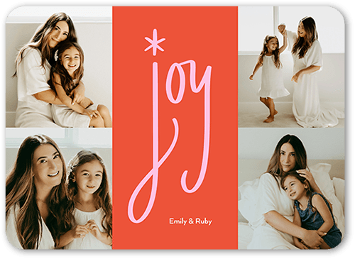 Cute Joy Holiday Card, Orange, none, 5x7 Flat, Holiday, Pearl Shimmer Cardstock, Rounded
