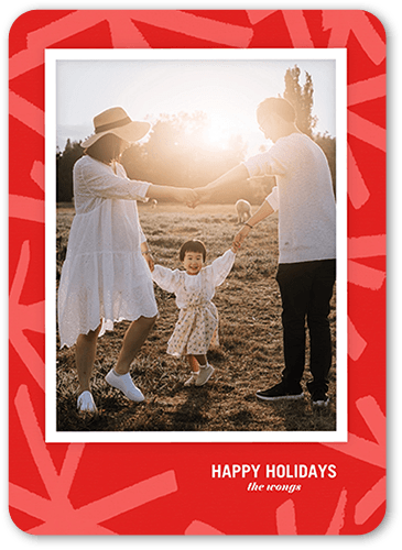 Editable Fun Holiday Card, Red, 5x7 Flat, Holiday, Pearl Shimmer Cardstock, Rounded