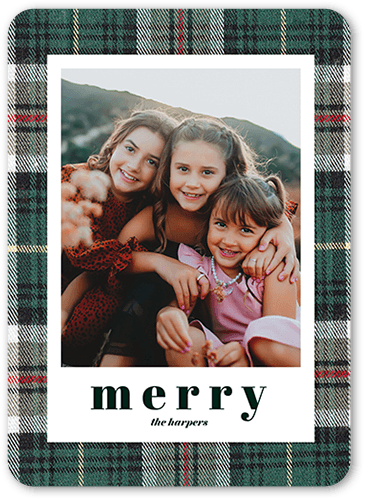 Fabric Background Holiday Card, Rounded Corners