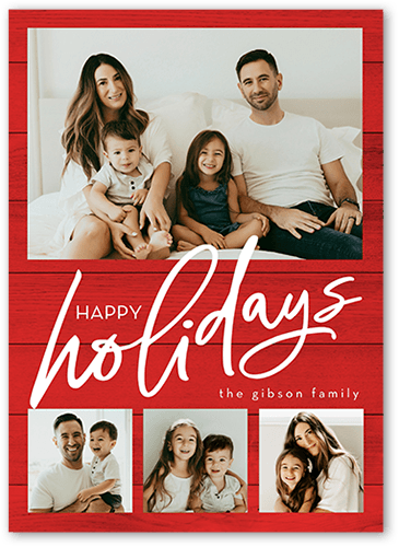 Beautiful Family Holiday Card, Red, 5x7 Flat, Holiday, Pearl Shimmer Cardstock, Square