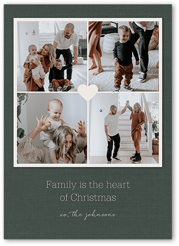 Family Fabric Holiday Card, Green, 5x7 Flat, Christmas, Standard Smooth Cardstock, Square