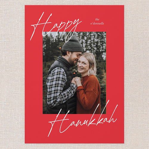 Diagonal Greeting Holiday Card, none, Blue, 5x7 Flat, Hanukkah, Matte, Signature Smooth Cardstock, Square