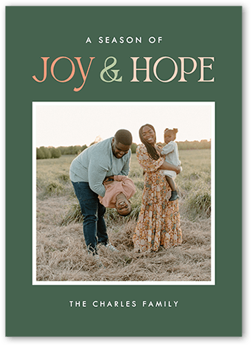 Joy And Hope Holiday Card, Green, 5x7 Flat, Holiday, Standard Smooth Cardstock, Square