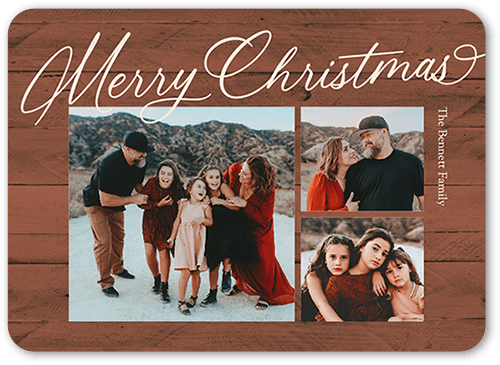 Festive Family Love Holiday Card, Brown, 5x7 Flat, Christmas, Standard Smooth Cardstock, Rounded