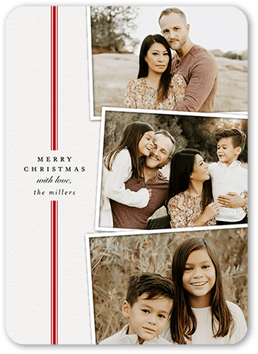 Simple Stripe Snapshots Holiday Card, White, 5x7 Flat, Christmas, Standard Smooth Cardstock, Rounded