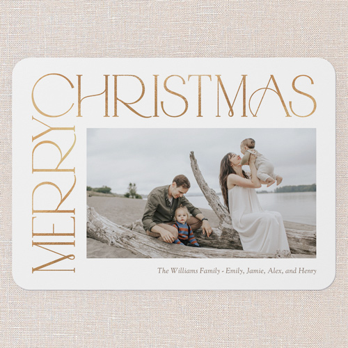 Side Serifs Holiday Card, White, 5x7 Flat, Christmas, Standard Smooth Cardstock, Rounded