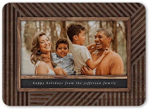 Unique Rustic Frame Holiday Card, Brown, 5x7, Holiday, Pearl Shimmer Cardstock, Rounded