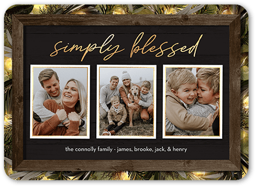 Rustic Evergreen Lights Holiday Card, Grey, 5x7 Flat, Religious, Standard Smooth Cardstock, Rounded, Charcoal
