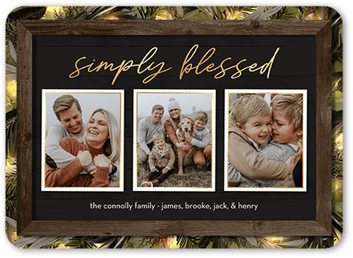 Rustic Evergreen Lights Holiday Card, Grey, 5x7 Flat, Religious, 100% Recycled Cardstock ?, Rounded