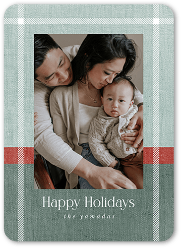 Modern Textures Holiday Card, Green, 5x7 Flat, Holiday, Pearl Shimmer Cardstock, Rounded