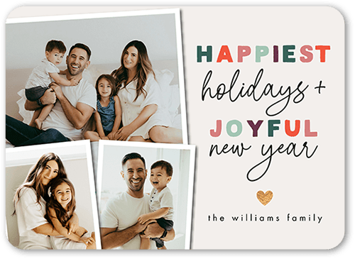 Multicolor Merry Holiday Card, Blue, 5x7 Flat, Holiday, Standard Smooth Cardstock, Rounded, Lake