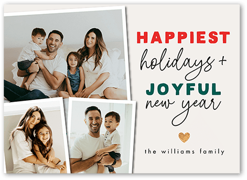 Multicolor Merry Holiday Card, Red, 5x7 Flat, Holiday, 100% Recycled Cardstock , Square
