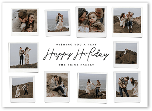 Polaroid Spread Holiday Card, White, 5x7 Flat, Holiday, Pearl Shimmer Cardstock, Square