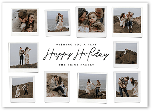 Polaroid Spread Holiday Card, White, 5x7 Flat, Holiday, Luxe Double-Thick Cardstock, Square, White